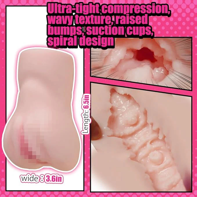 1.7lb Pocket Pussy 2-in-1 Male Masturbator – Realistic Soft Feel, Textured Inner Canal, Reusable Adult Pleasure Sleeve