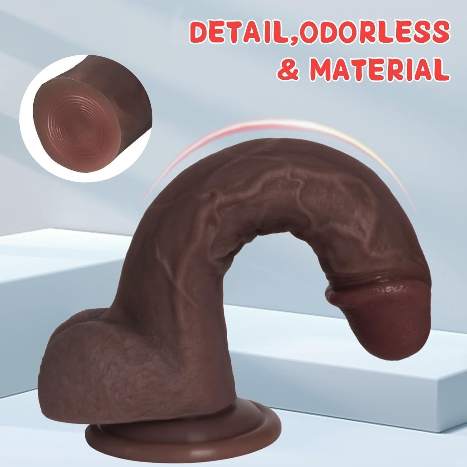 Realistic Dildo – 7.8" Premium Liquid Silicone with Strong Suction Cup (Brown)