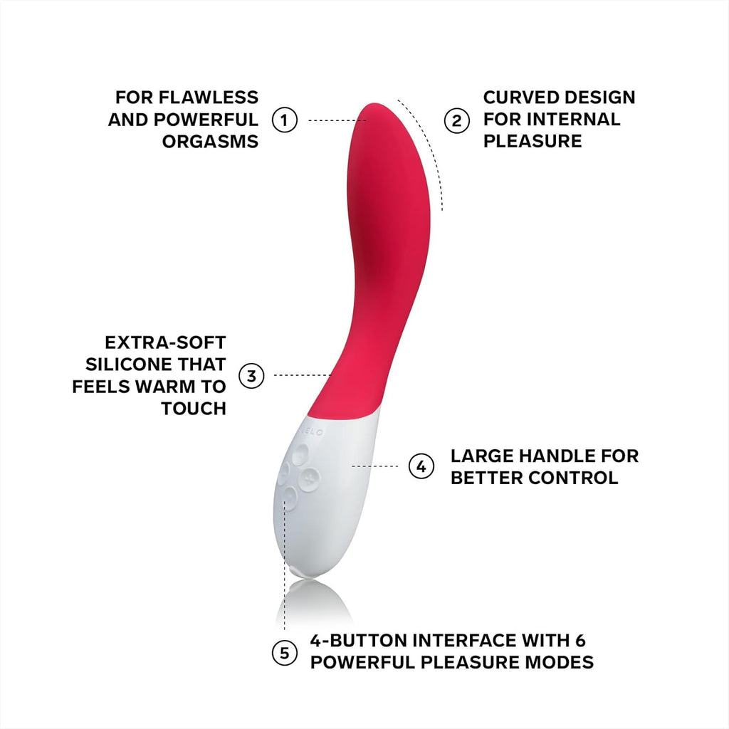 G-Spot Vibrator, Curved Personal Massager, Cerise | This curved G-spot vibrator offers 6 intensity modes, delivering discreet, powerful internal stimulation for women.