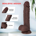 Realistic Dildo – 7.8" Premium Liquid Silicone with Strong Suction Cup (Brown)