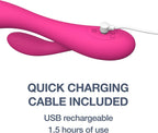 Dual Rabbit Vibrator Personal Massager - 10 Vibration Settings | Body-Safe Silicone, Waterproof, USB Rechargeable, Sex Toy for Women and Men