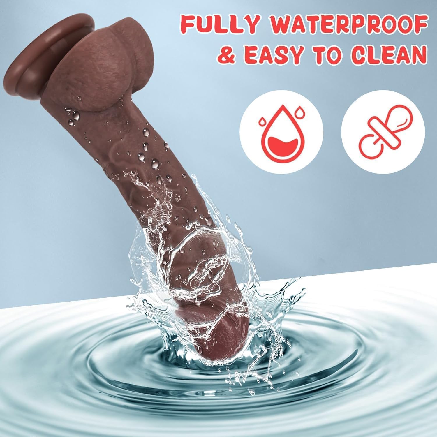 Realistic Dildo – 7.8" Premium Liquid Silicone with Strong Suction Cup (Brown)