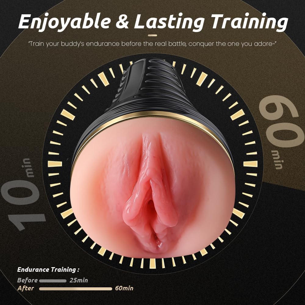 Male Masturbator,Kingdemer Realistic Pocket Pussy Vagina Textured with 7.5in Depth Lifelike Soft and Fleshy Texture,Penis Training Masturbators Sex Machine Toy for Men