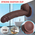 Realistic Dildo – 7.8" Premium Liquid Silicone with Strong Suction Cup (Brown)