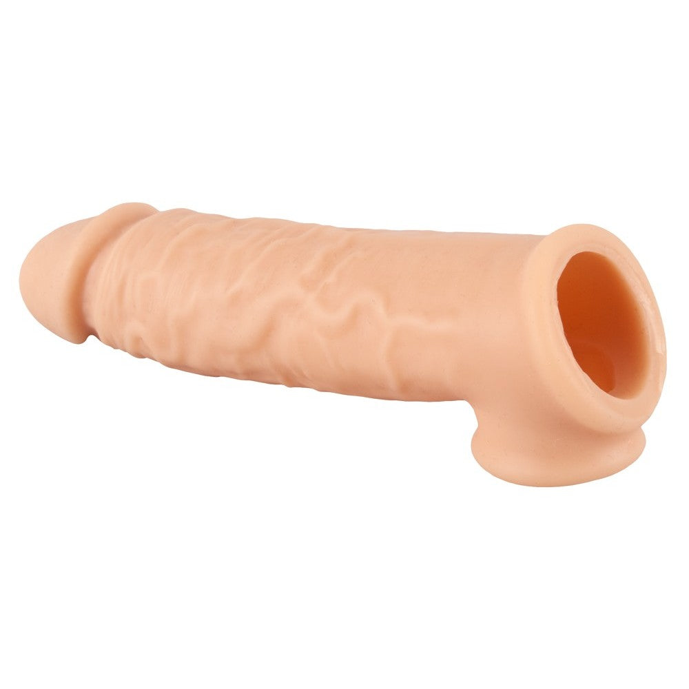 6 Inches Penis Sleeve – Realistic Soft Extension Sleeve with Testicle Ring (Pink)