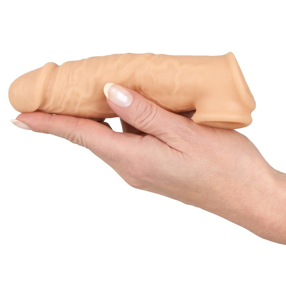 6 Inches Penis Sleeve – Realistic Soft Extension Sleeve with Testicle Ring (Pink)
